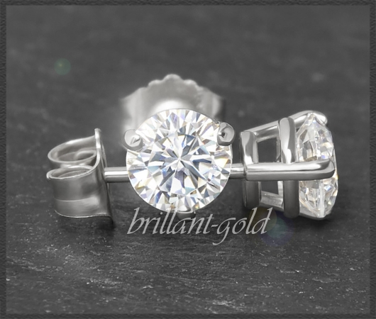 Brillant Ohrstecker 585 Weißgold; 1,51ct, River, Si2